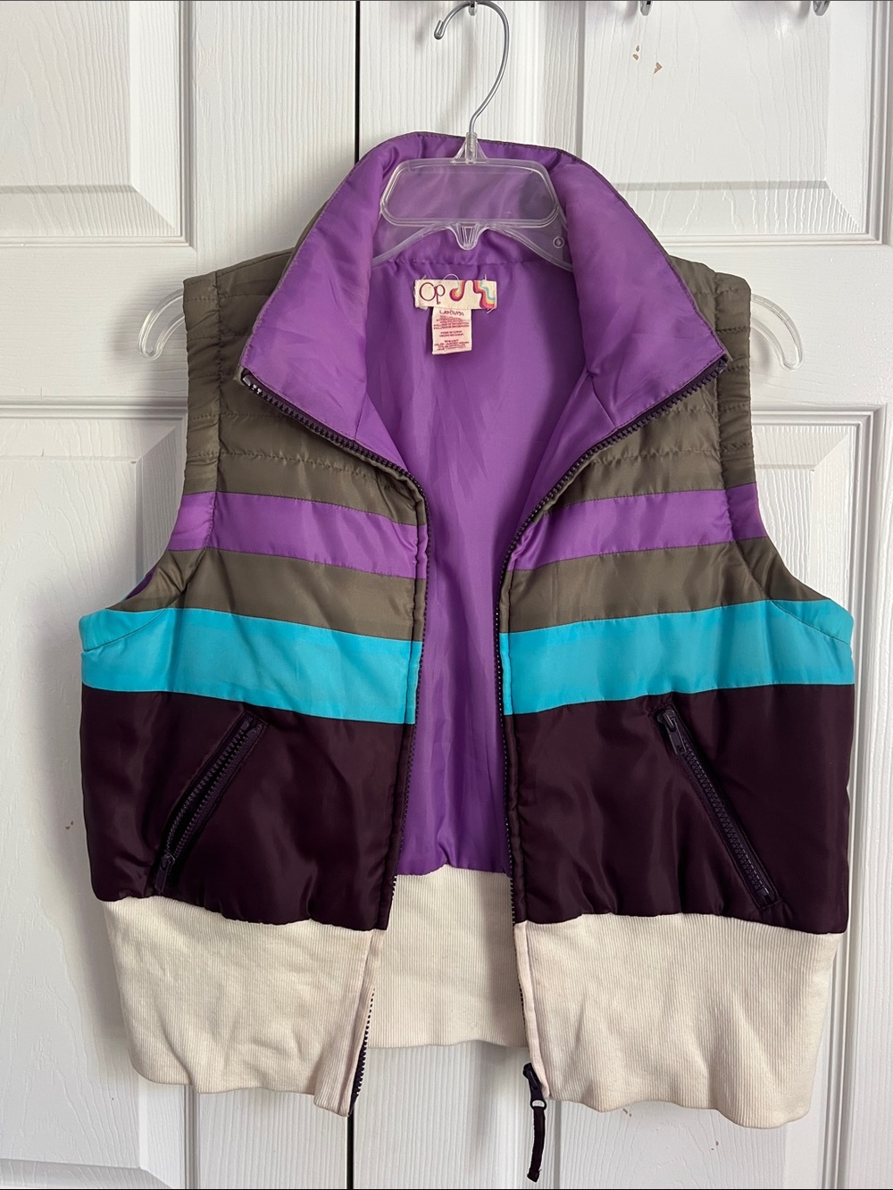 OP Colorblock Vest in Purple, Teal, Olive, Plum & Cream